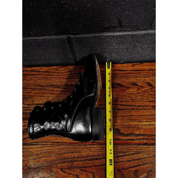 Justin Womens Lace-Up Roper Boots 5.5B Black Leather Made in USA Riding Vintage - Picture 7 of 8